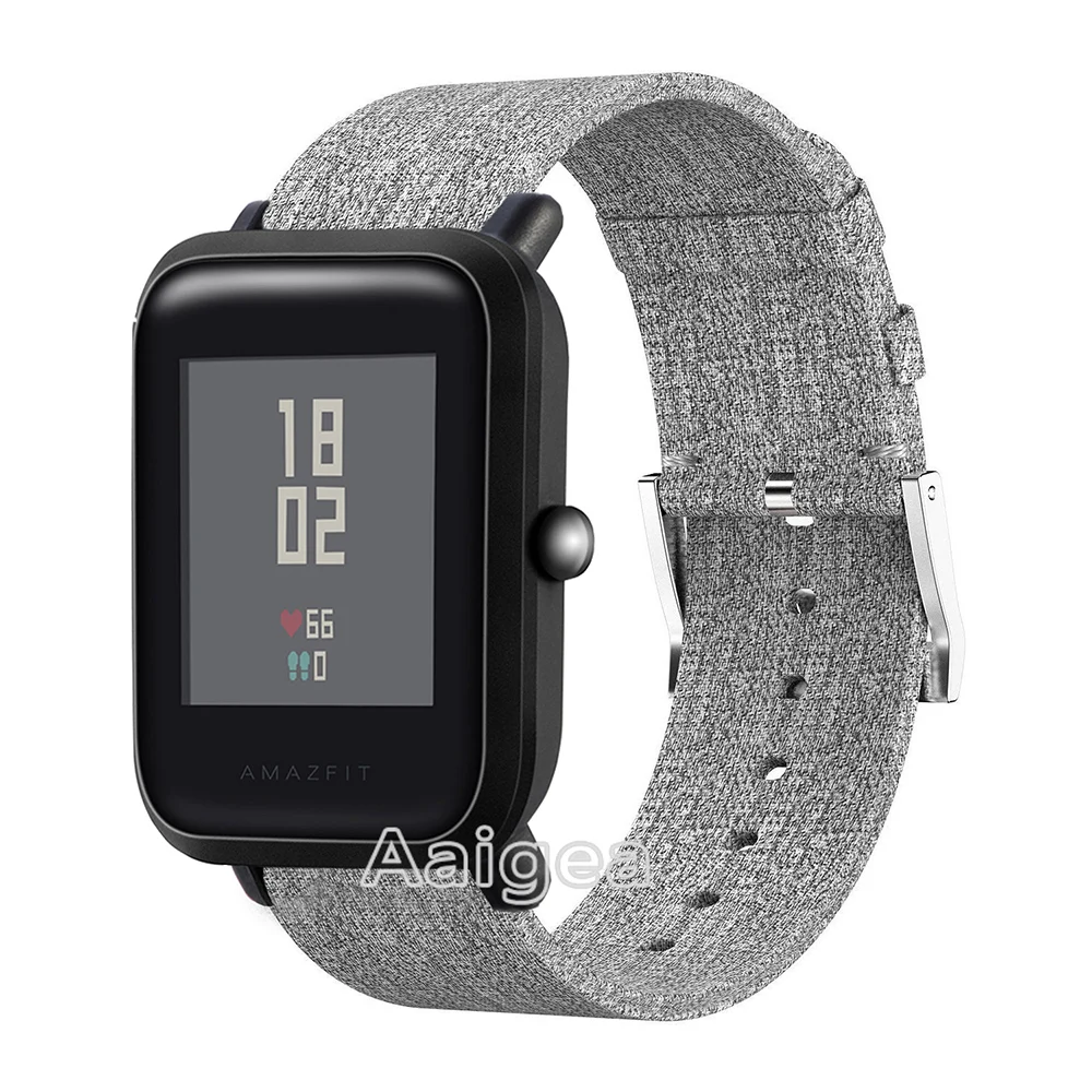 Серый Тканый тканевый ремешок для часов для Xiaomi Huami Amazfit Bip BIT PACE Lite, Молодежные часы, сменный нейлоновый ремешок на запястье 20 мм, ремешок - Цвет: Серый