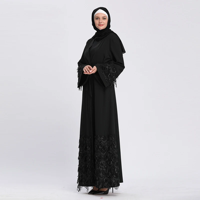 Buytiz черное Сетчатое платье abaya макси Vestidos длинное кимоно Рамадан арабское с