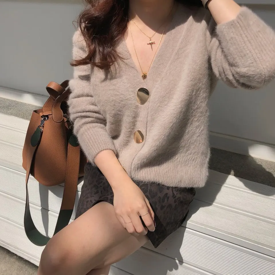 Cashmere Cardigan Women Sweater 2021 Autumn Winter V-Neck Knitted Female Slim long sleeve Knit cardigan outwear |