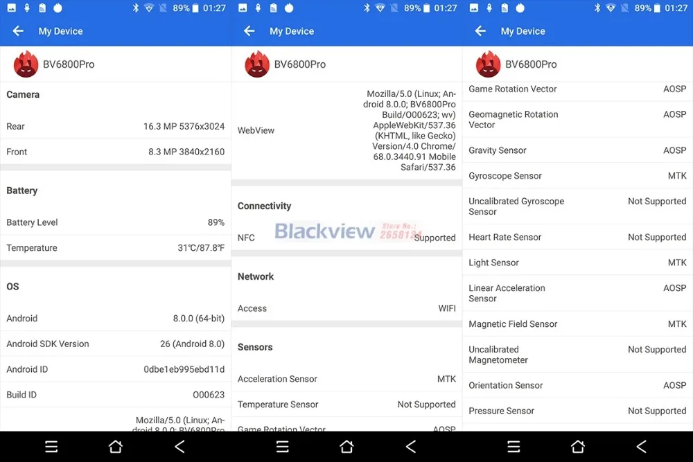 Blackview BV6800 Pro 5," 6580 mAh IP68 водонепроницаемый смартфон 16MP NFC 4 Гб 64 ГБ Android 8,0 мобильный телефон