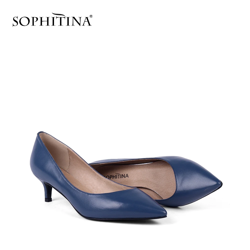 SOPHITINA Sexy Pointed Toe Pumps Fashion High Quality Genuine Leather Hot Sale Thin Heel Shoes New Design Women's Pumps MC146