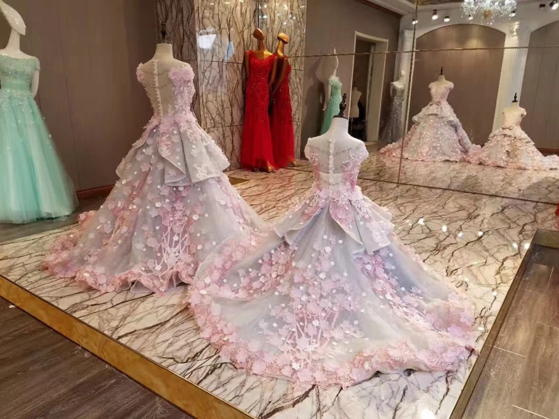 LS83920 матери дочери манжеты застежка молния назад вышитый бисером органза бальное