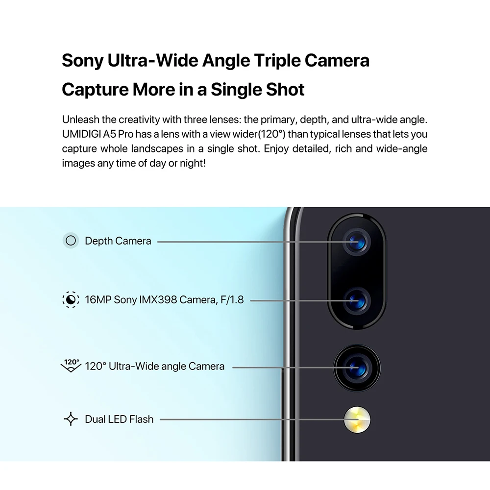 UMIDIGI A5 Pro Android 9,0 восьмиядерный 6," мобильный телефон 16MP тройная камера 4150 mAh 4+ 32 GB Global LTE 4G смартфон с отпечатком пальца смартфон