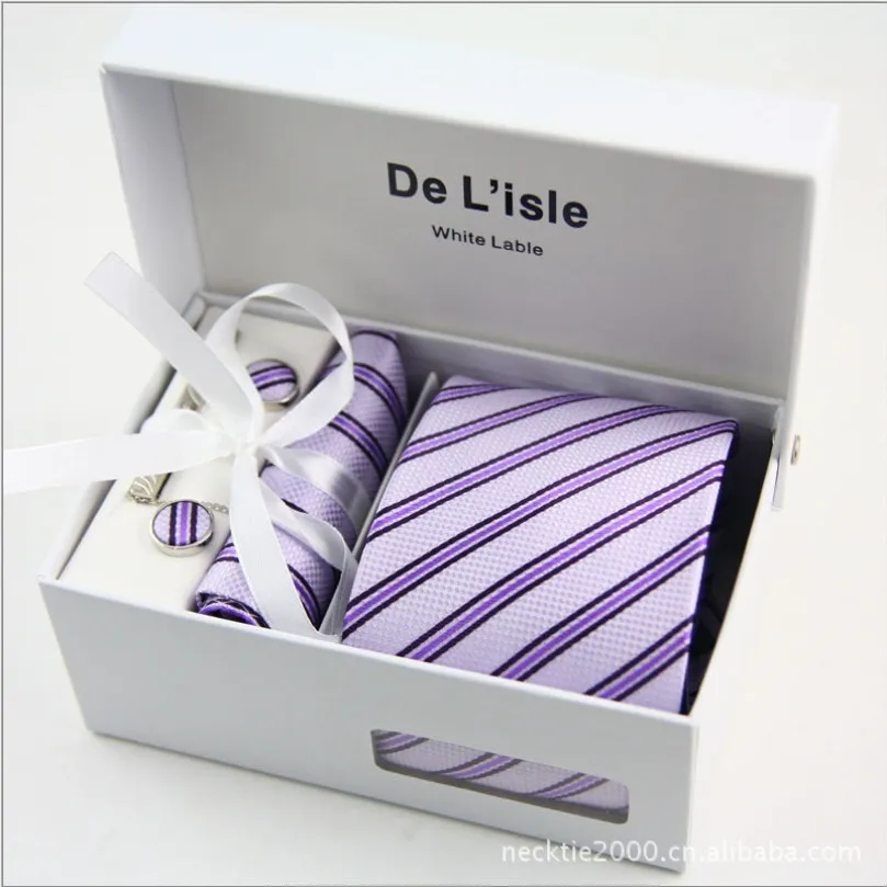 Мужские галстуки + платок запонки зажим для галстука полиэстеровый клетчатый