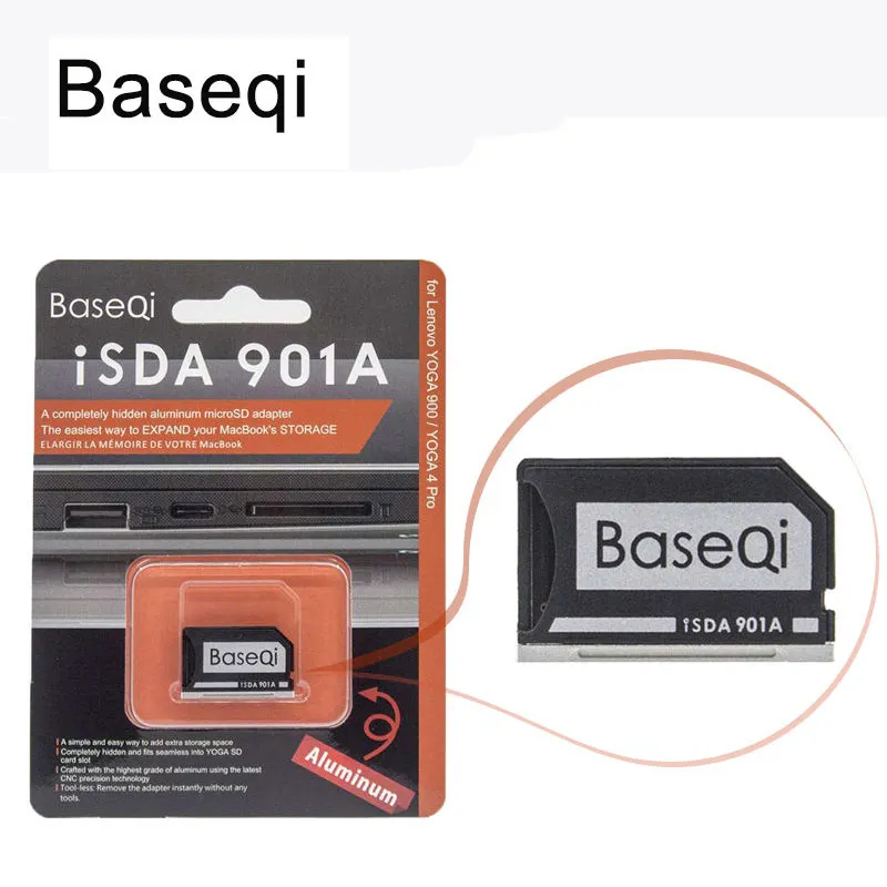 BaseQi-Adaptador MicroSD a SD de aluminio, lector de tarjetas de memoria Flash...