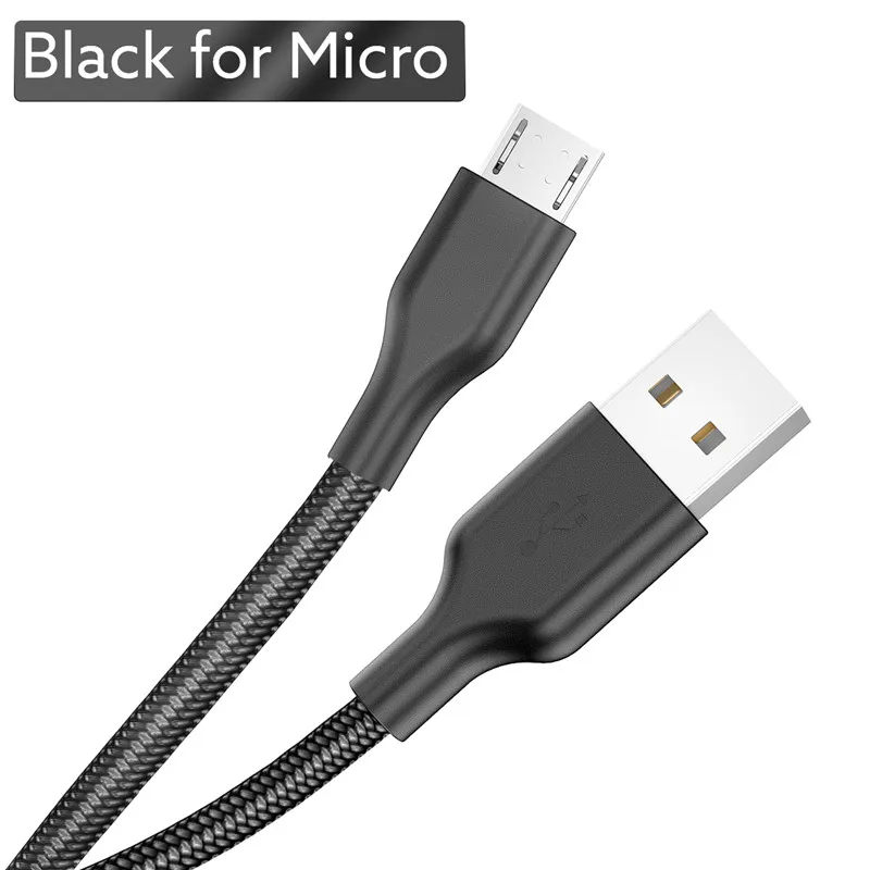 Кабель Micro USB ROCK нейлоновый кабель для быстрой зарядки и передачи данных 2A Samsung Xiaomi
