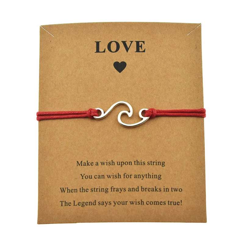 8 цветов Lucky Nautical casual Love Card Make a Wish океанская волна регулируемые браслеты с шармами для женщин и мужчин подарок Дружба Ювелирные изделия