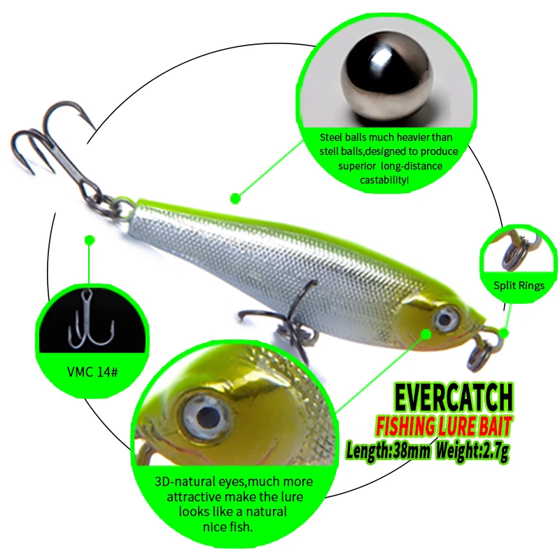Evercatch Snoop VIBS с постепенным увеличением глубоководные воблеры VKR68 умирает