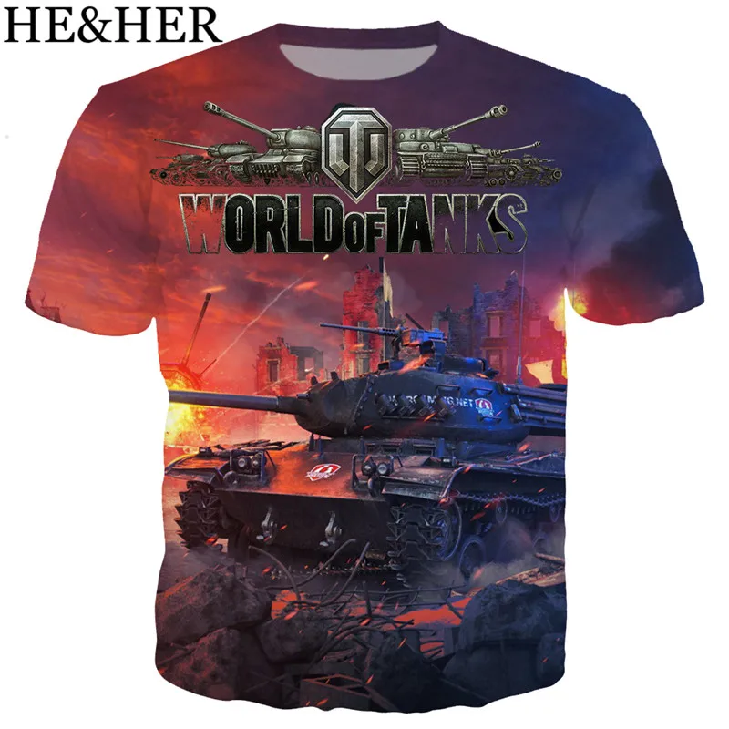 06 Новая популярная Футболка с принтом игры World Of Tanks для мужчин/женщин, футболки с 3D принтом, футболка с коротким рукавом в стиле Харадзюку, забавный рисунок из мультфильма - Цвет: 06