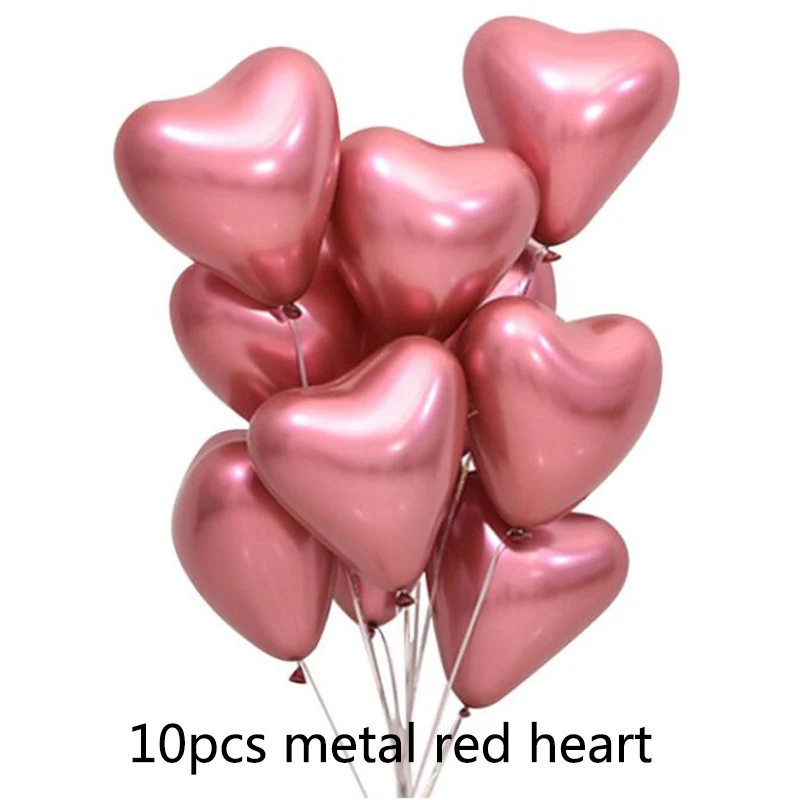 10pcs red heart 20 шт. 10 дюймов металлические светящиеся синие латексные шары Свадебные темно-синие хромированные шары 10 шт. украшения для дня рождения детские товары - Цвет: 10pcs red heart