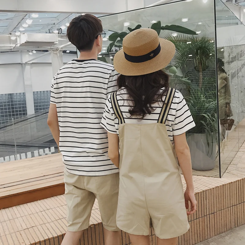 2019 Matching Couple Clothes Women T-Shirts Dress Summer Valentine's Day Lovers Honeymoon Wear Men Cotton Strap | Женская одежда