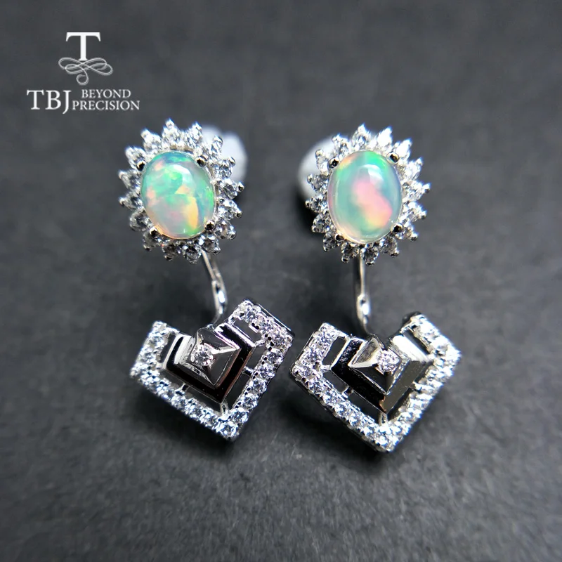 Серьги пусеты TBJ серьги из серебра 925 пробы с натуральным разноцветным ehiopian