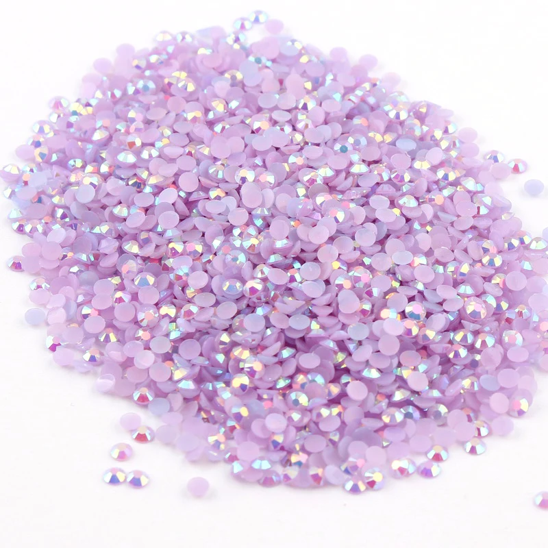 Светильник-фиолетовые стразы для дизайна ногтей AB 2 мм 3 4 круглые желейные Стразы