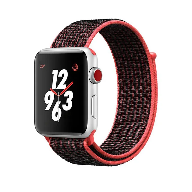 Red Black band 10 шт./упак. 38 мм 40 мм 42 44 мм спортивные нейлоновая петля ремешок для наручных часов Apple Watch, версии сменные ремешки для часов для наручных часов iWatch серии 1, 2, 3, 4 года - Цвет ремешка: Red Black band