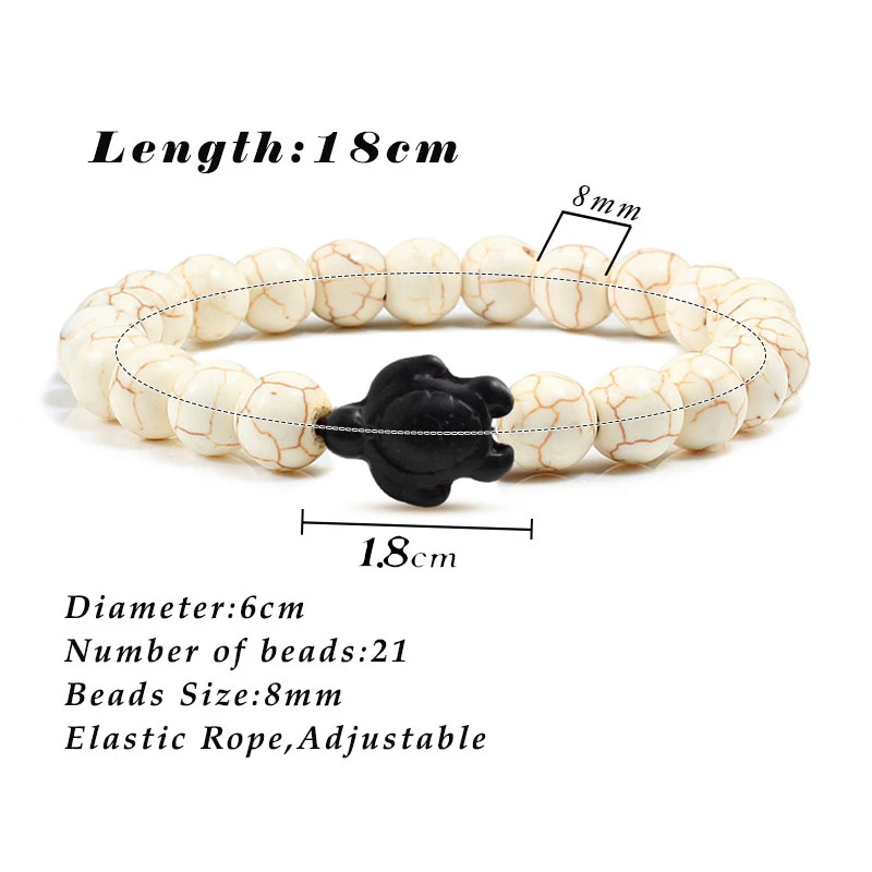 Fashion Summer Sea Turtle Beads Bracelets Charm Colorful Natural Stone Elastin Strand Bracelets for Women Men Hand Chain Jewelry images - 6