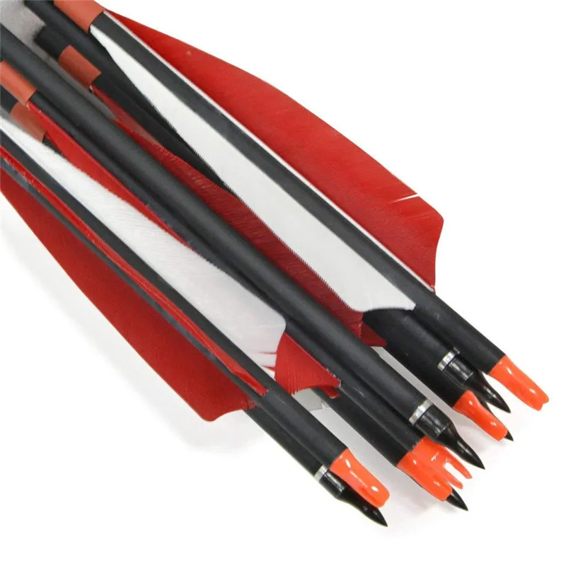 12 шт. 30 ''SP500 углеродные стрелы 5'' индейка перо Fletching ID6.2mm стрельба из лука углеродная стрела Спорт на открытом воздухе стрельба аксессуары