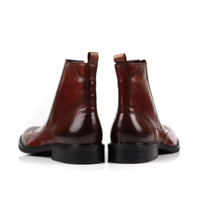 Мужские Винтажные ботинки из натуральной кожи с перфорацией в стиле панк|footwear