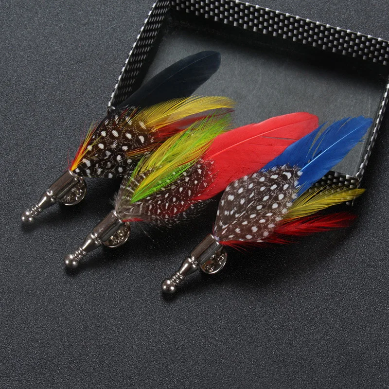 1 шт. Новая мода Мужская брошь в форме пера цветок отворот булавка бутоньерка для