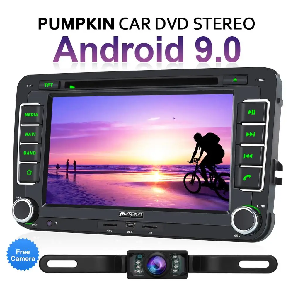 Тыква Android 9 0 стерео аудио четырехъядерный 2 Din7''Autoradio GPS навигация для