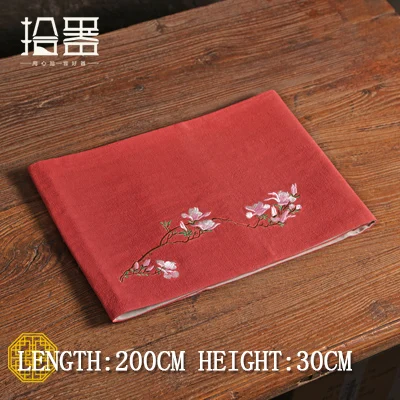 light red 200cm 1 шт. вышивка 200*30 см Подставка под столовые приборы модные настольные коврики колодки обеденные коврики инструмент для посуды столовые приборы кухонные принадлежности - Цвет: light red 200cm