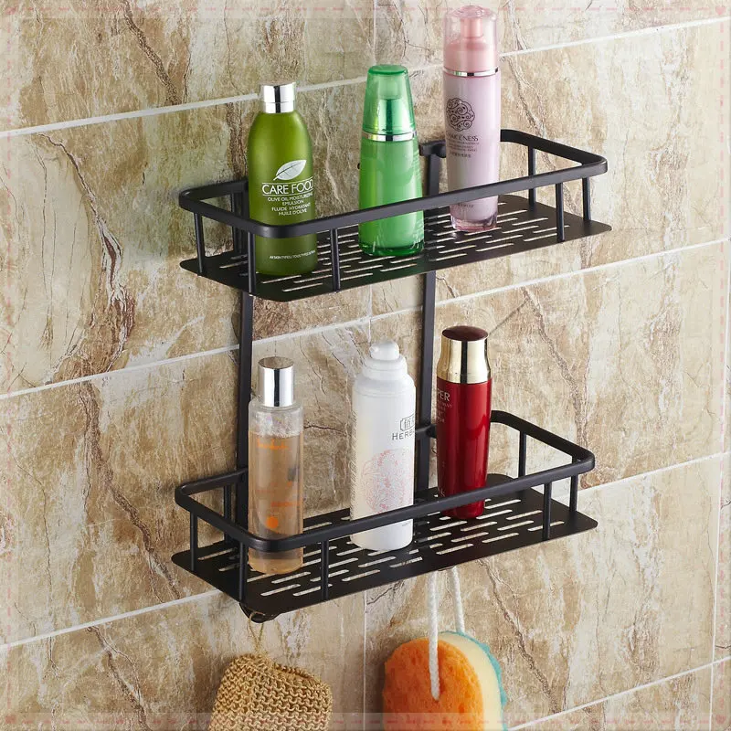 bathroom accessories Black antique copper basket quartet single tier shelf square storage rack vasos fo | Обустройство дома