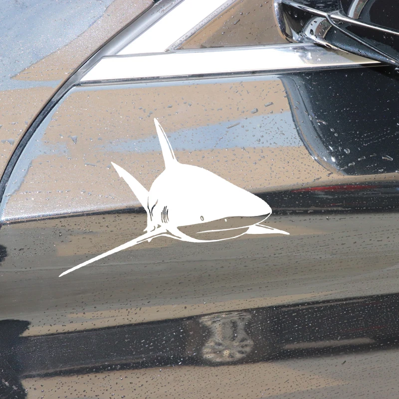 

YJZT 17.6CM*11.6CM Shark Pattern Car Stickers Body Of Car Decoration Vinyl Decal Black/Silver C4-2235