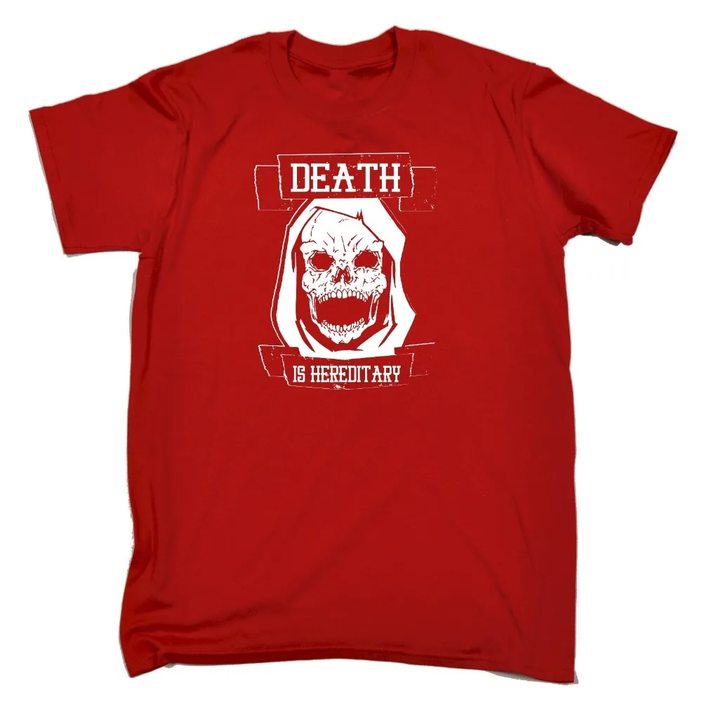 Youth Round Collar Customized T-Shirts Death Is Hereditary Skull MENS T-SHIRT tee birthday gift grim reaper dead scary Tee Shirt | Мужская