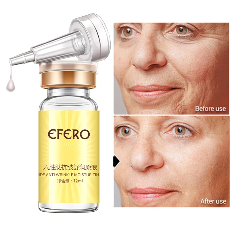 Efero! Шесть пептидов анти-морщинки уход за кожей лица Уход за кожей с сывороткой отбеливающий увлажняющий крем против старения, уменьшает поры, гиалуроновая кислота эссенция
