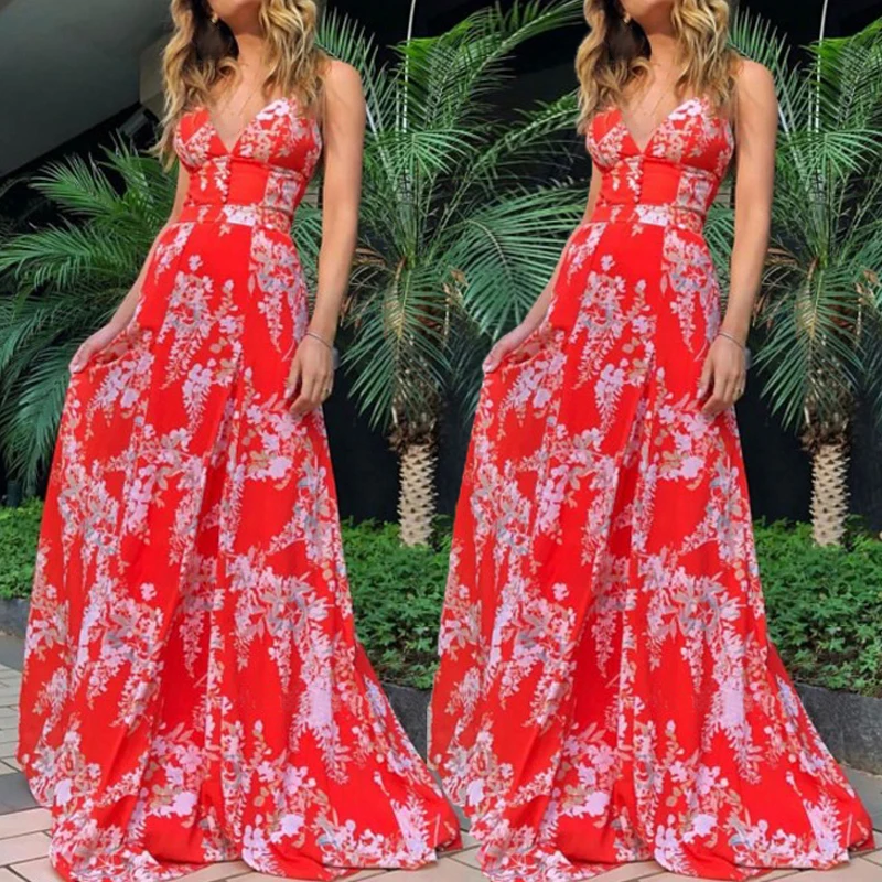 Женское платье макси богемное пляжное для вечеринки элегантное сексуальное с