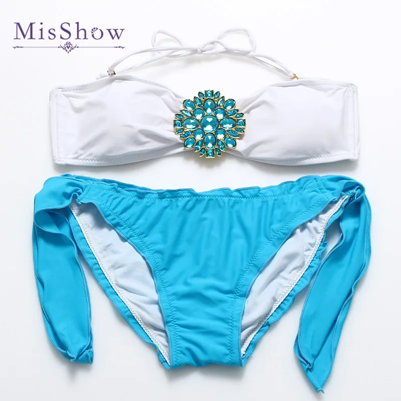 MisShow Swimsuits Women Sexy Bikini Rhinestone Swimwear 2017 New Arrive Beach Swimsuit push up bathing suit |