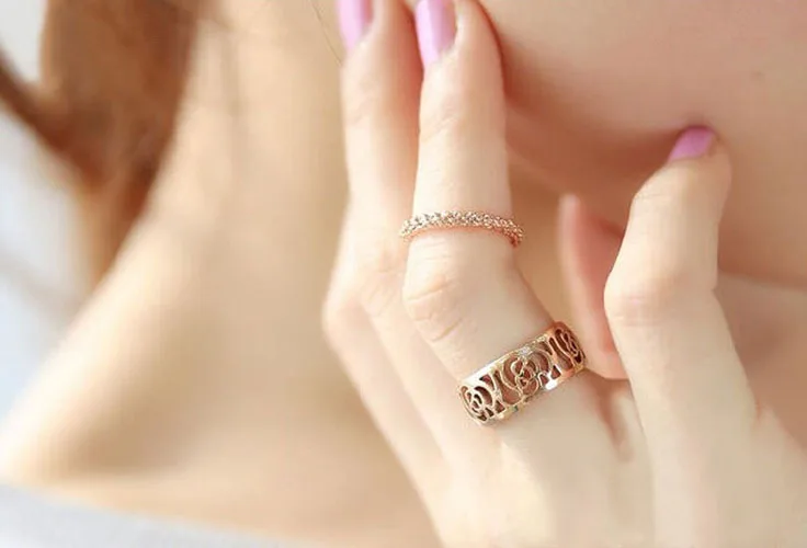New Fashion Charming Womens Rose Gold Filled With Hollow Flower Shape Ring Free Shop | Украшения и аксессуары