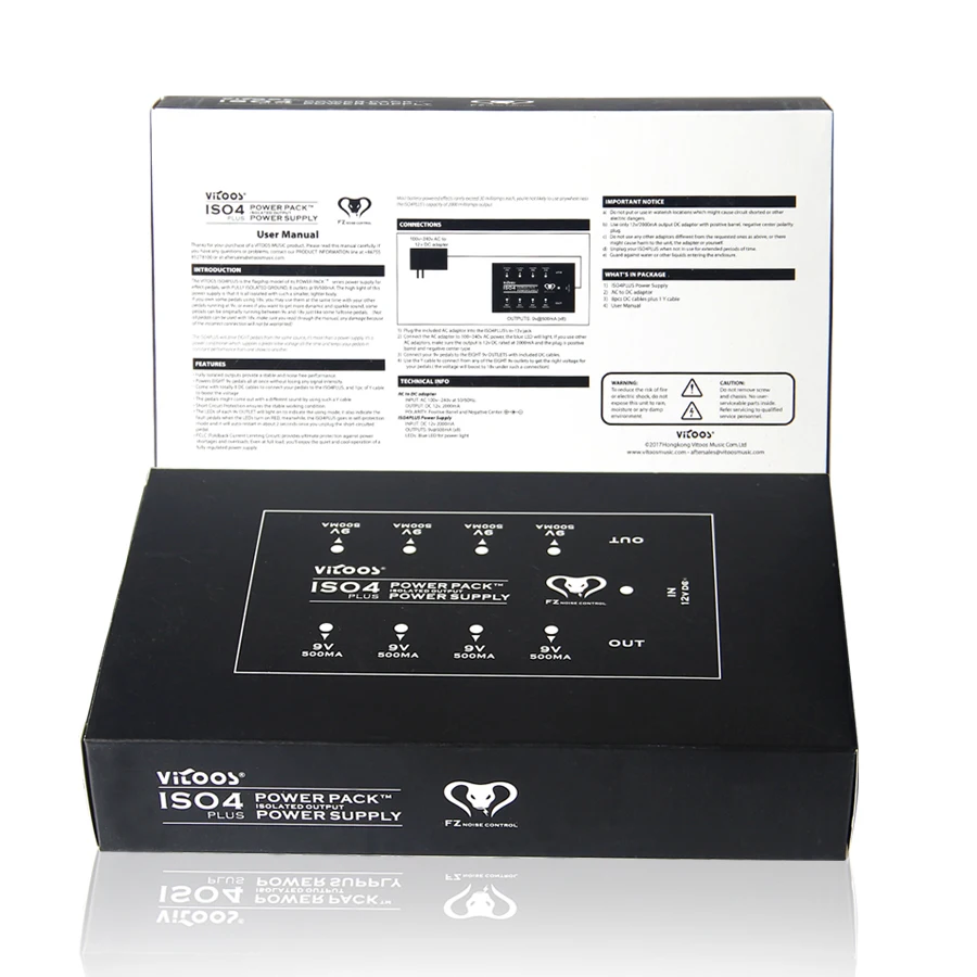 Vitoos ISO4 PLUS Power Packtm Электропитание гитарный эффект педали 8 шт. DC Кабели плюс 1Y