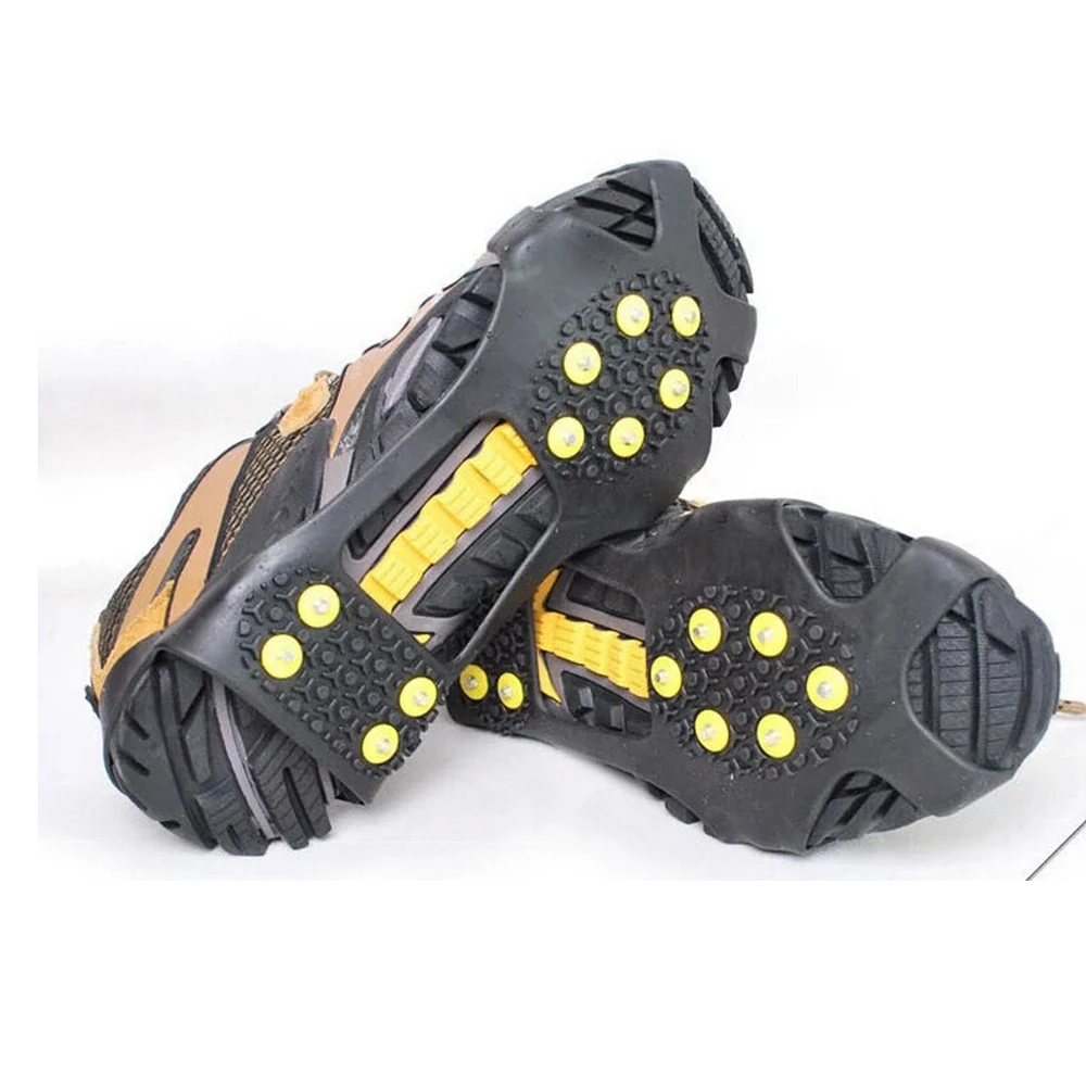 10 резиновых зубов Нескользящие ледяной захват для снега Crampon альпинизма Размер 31~ 48 зимние сапоги шип простой захват