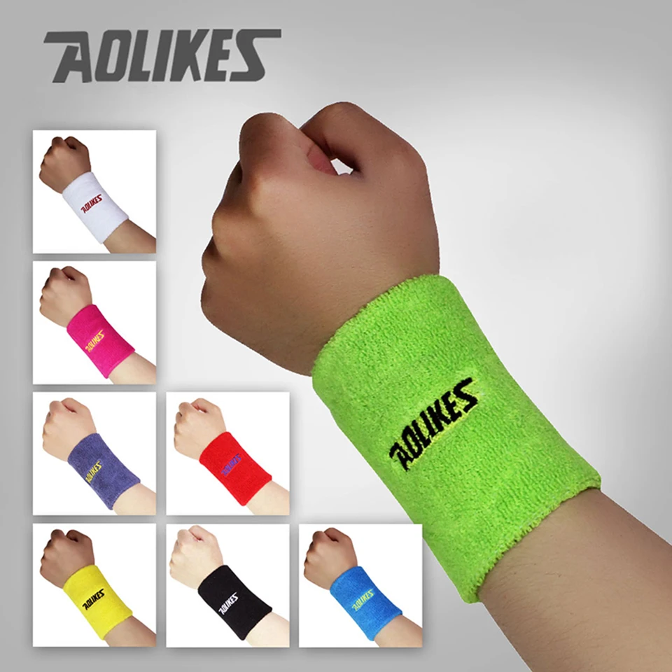 

AOLIKES 1PCS Gym Yoga Cotton Sweat Wristbands Sport Wrist Brace Support Sweatband For Tennis Badminton Running