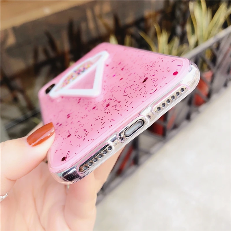 Розовый 3D чехол для телефона с мороженым Iphone 6 s Plus блестящий жидким песком IPhone XS Max