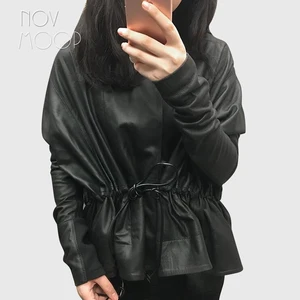 Куртка женская из натуральной кожи ягненка, с эластичной резинкой на талии, LT2477