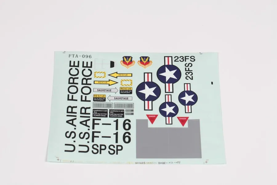 F16 Decal Sheet FMS 64 мм F15 F16 F18 F35 V2 запчасти воздуховод вентилятор EDF реактивный двигатель ESC сервопривод клобук шасси навес RC самолет модель Запчасти - Цвет: F16 Decal Sheet