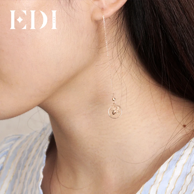 Женские серьги-подвески EDI из розового золота 18 К круглые серьги в стиле OL Youngh со