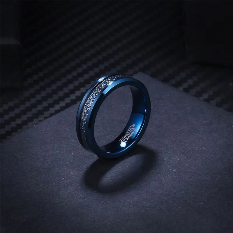 

New 6mm Beveled Edges Blue Color High Quality Tungsten Carbide Ring For Women Wedding Band Party Engagement Gift jewelry