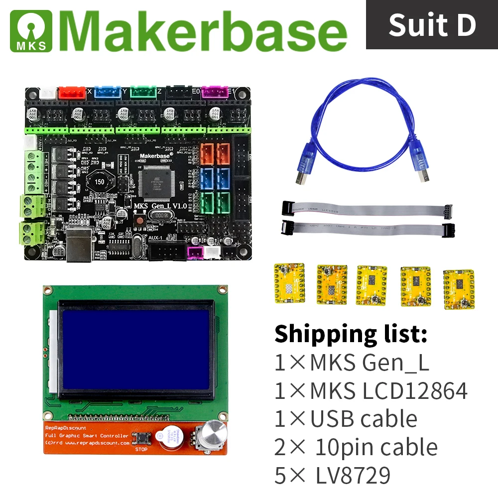 Контроллер 3D принтера MKS Gen_L с LCD12864 и различными подключаемыми драйверами что