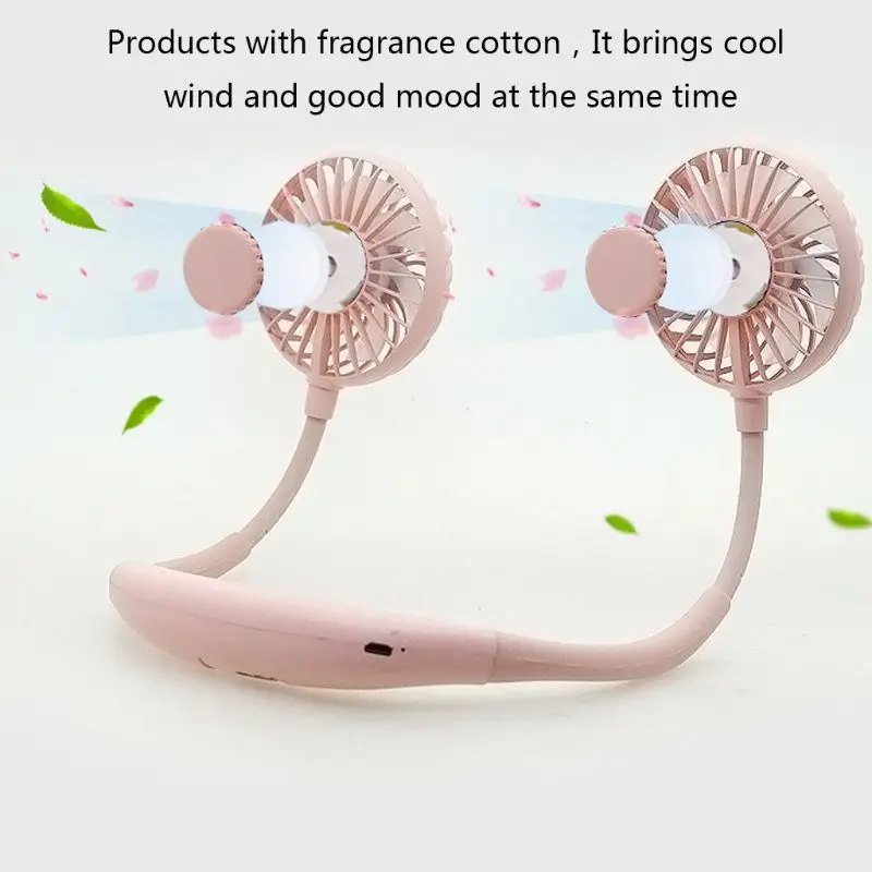 Ручной спортивный двойной вентилятор портативный шейный ремешок подвесной USB 2000