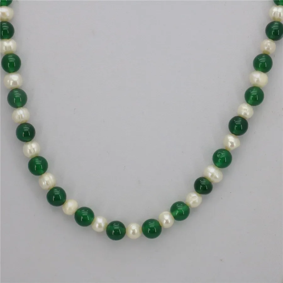 Green Chalcedony White Near Round Fresh Water Shell Pearl Necklace Long Sweater Chain Bead Jewelry Natural Stone Wholesale Price | Украшения