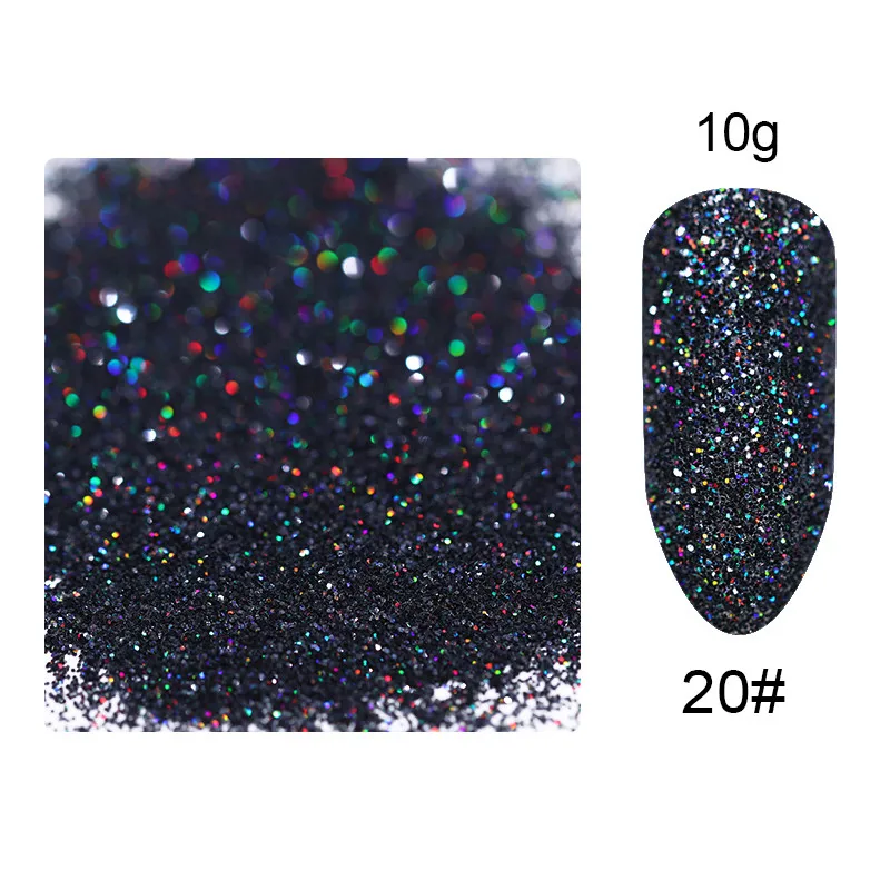 10g-color020 10 г/пакет голографическая Лазерная пудра для ногтей Блеск для дизайна ногтей 5 г мерцающий хромированный пигмент для ногтей пыль DIY дизайн для дизайна ногтей для гель-лака - Цвет: 10g-color020