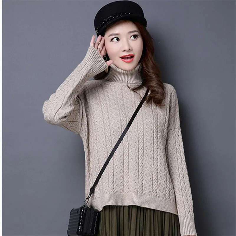 Neploe 2019 Winter Solid Turtleneck Sueter Mujer Knitted Thick Long Sleeve Pullovers One Size Fashion Women Tops Sweaters 68261 | Женская