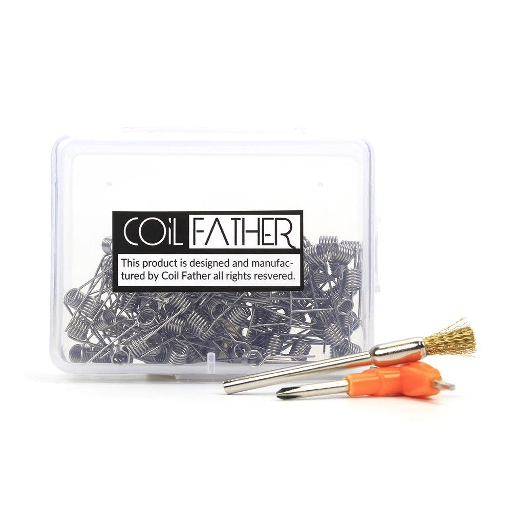 

Coil Father 100pcs A1 T-Screwdrive Metal Coil Brusher Premade Coil Heads for Electronic Cigarette Box Mod Vape Tool RDA RTA Tank