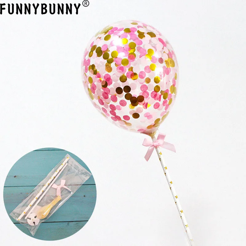 FUNNYBUNNY красочные шары с золотыми Конфетти украшения торта Топпер отлично