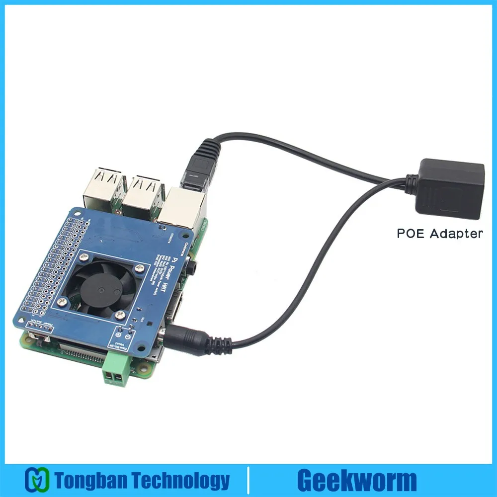 Raspberry Pi 3 Model B + (плюс) POE адаптер с интеллектуальным контролем температуры