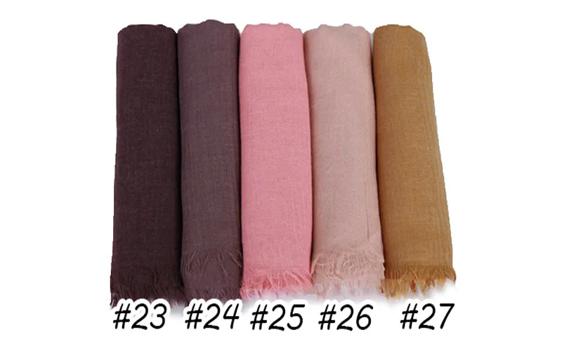 190*120cm oversize women muslim plain frayed hijab scarf femme musulman headscarf islamic shawls crinkle solid pashmina hijabs