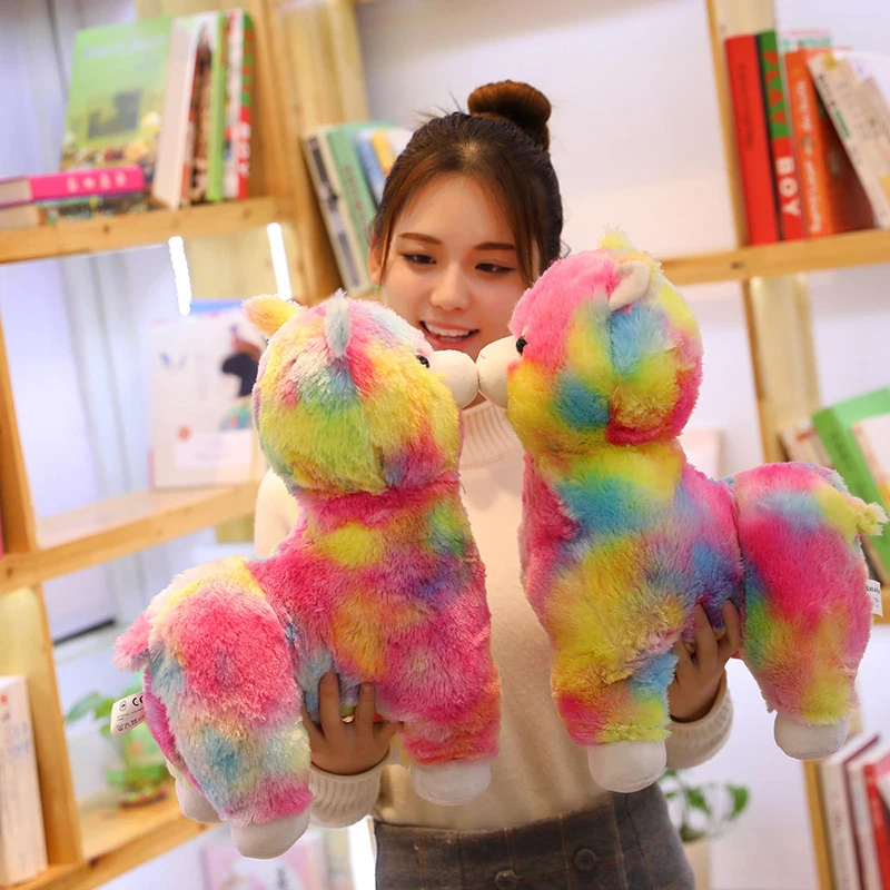 Оптовая продажа мультфильм милые плюшевые Радуга Альпака Куклы Мягкие животные