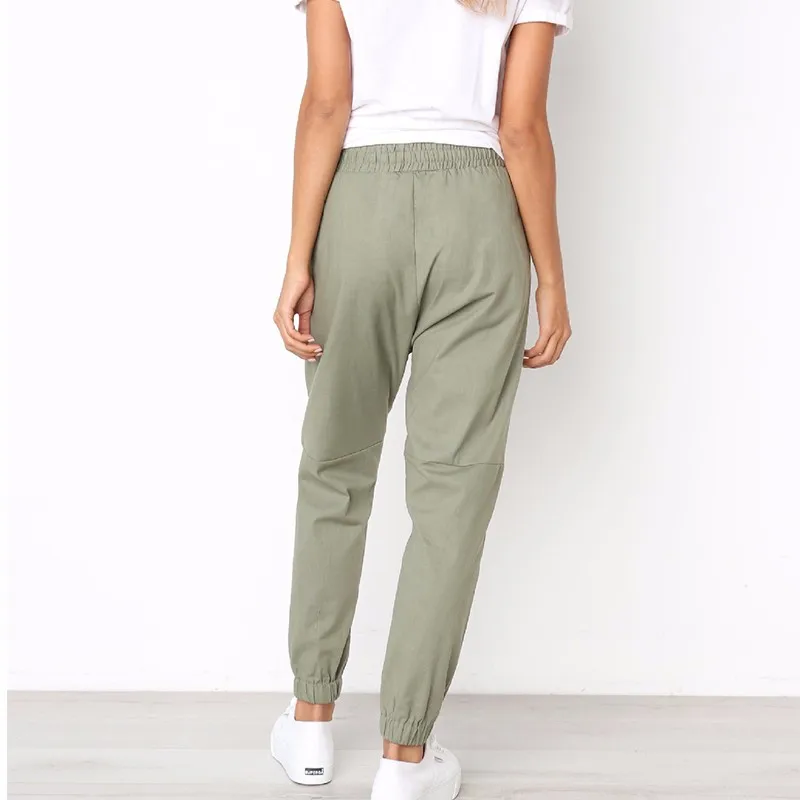 BEFORW повседневные узкие брюки карандаш с высокой эластичной талией на шнурке